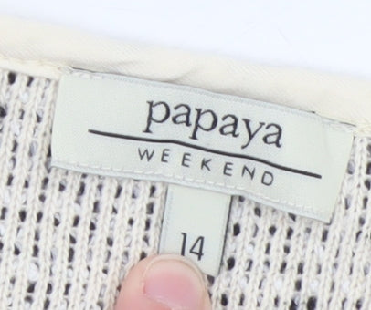 Papaya Weekend Women White Size 14 Open Knit Cotton Blend Blazer
