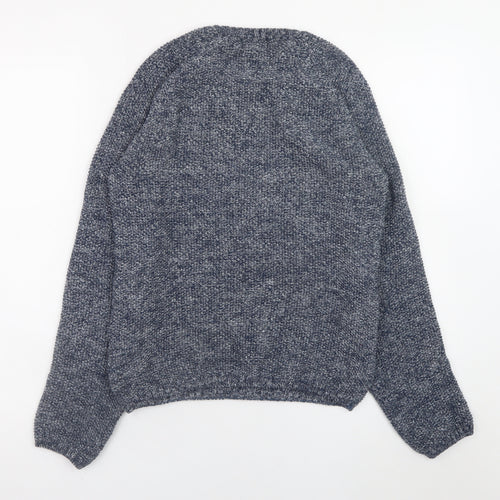 Refinery Men's Blue Chunky Knit Polyester Jumper Size S
