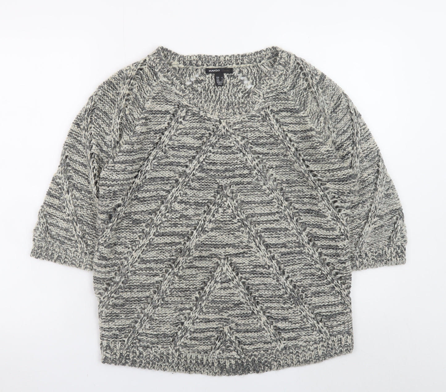 Mango Women’s Grey Chunky Knit Pullover Jumper Size 10