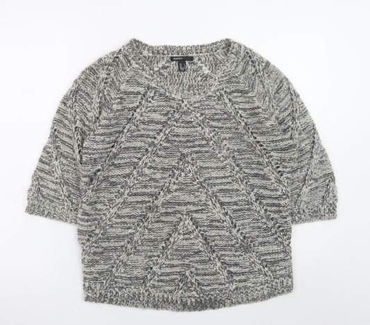 Mango Women’s Grey Chunky Knit Pullover Jumper Size 10