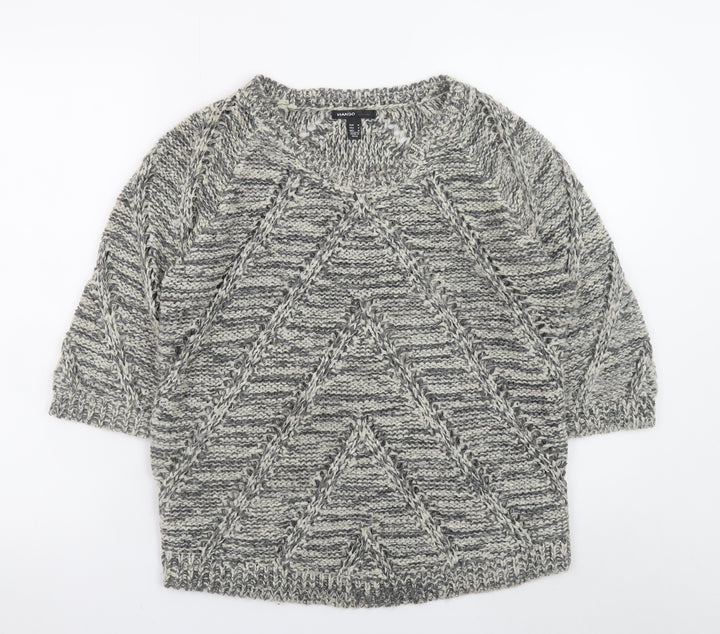 Mango Women’s Grey Chunky Knit Pullover Jumper Size 10
