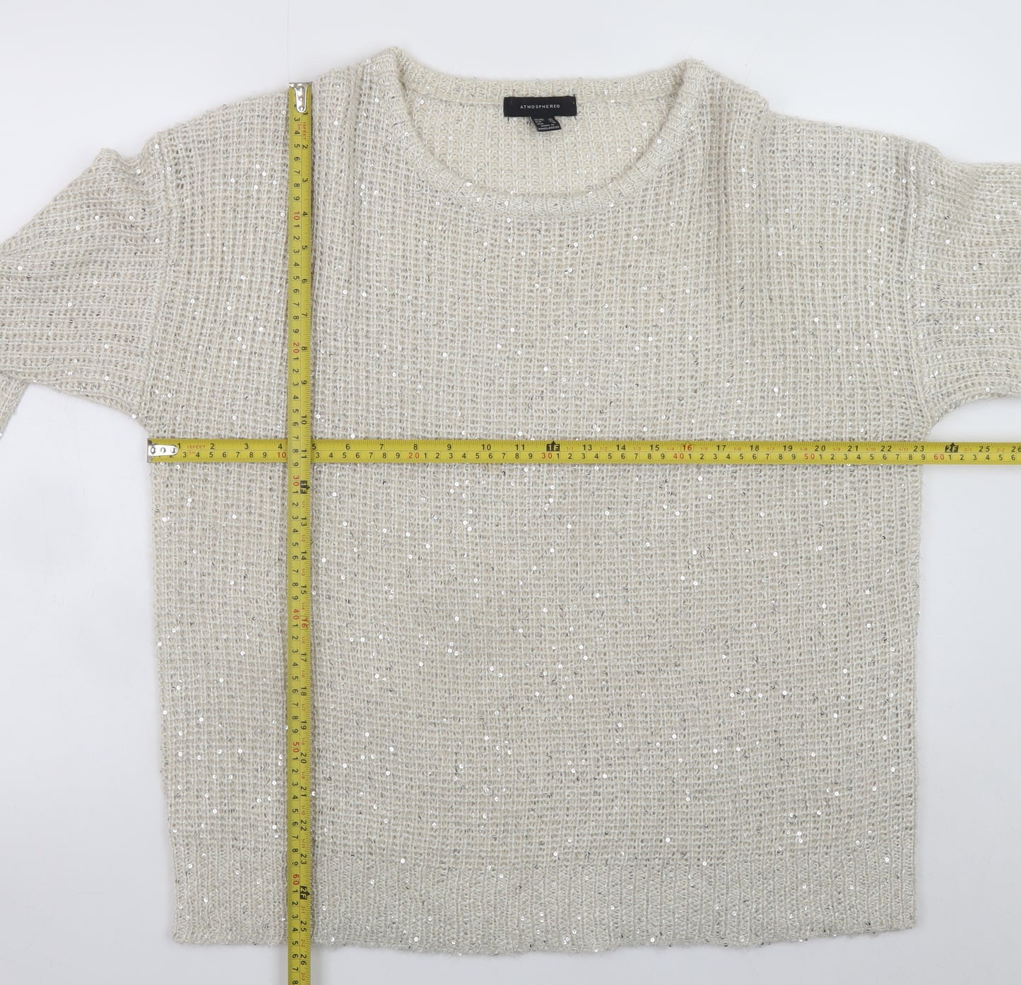 Atmosphere Women Ivory Sequin Knit Jumper Size 20