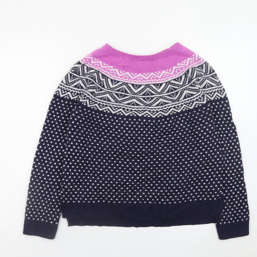 Gap Women's Blue Fair Isle Crew Neck Jumper Size M