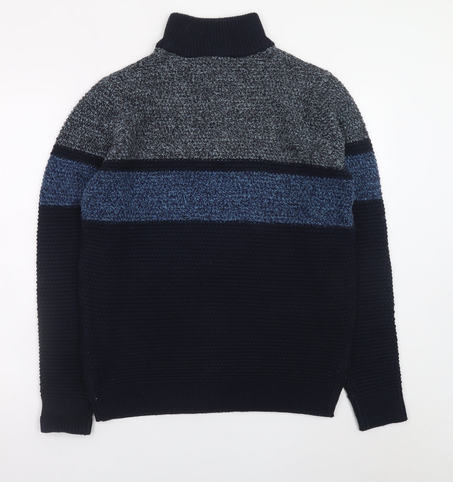 Nutmeg Men Blue Small 1/2 Zip High Neck Acrylic Knit Jumper