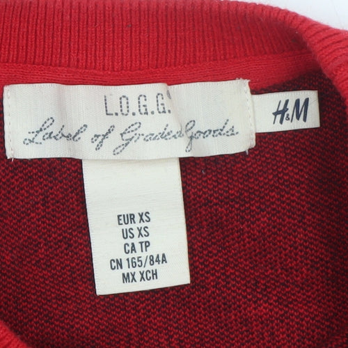 H&M L.O.G.G. Men’s Multicoloured Cotton Crew Neck Jumper XS