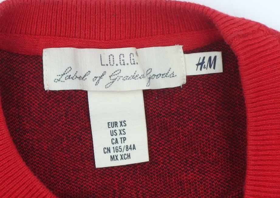H&M L.O.G.G. Men’s Multicoloured Cotton Crew Neck Jumper XS
