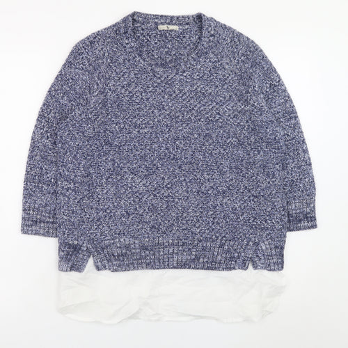 Tu Women Blue Size 14 Cotton Knit Pullover Jumper
