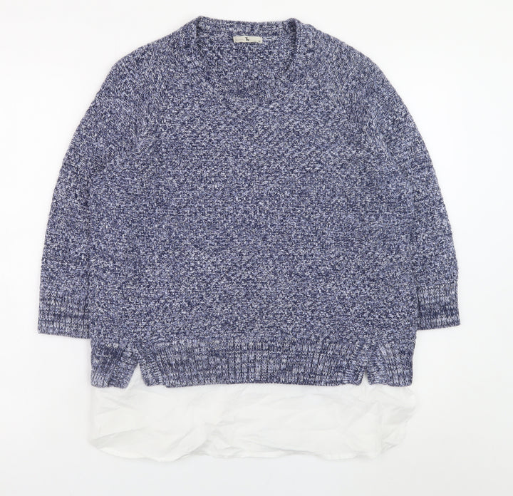 Tu Women Blue Size 14 Cotton Knit Pullover Jumper