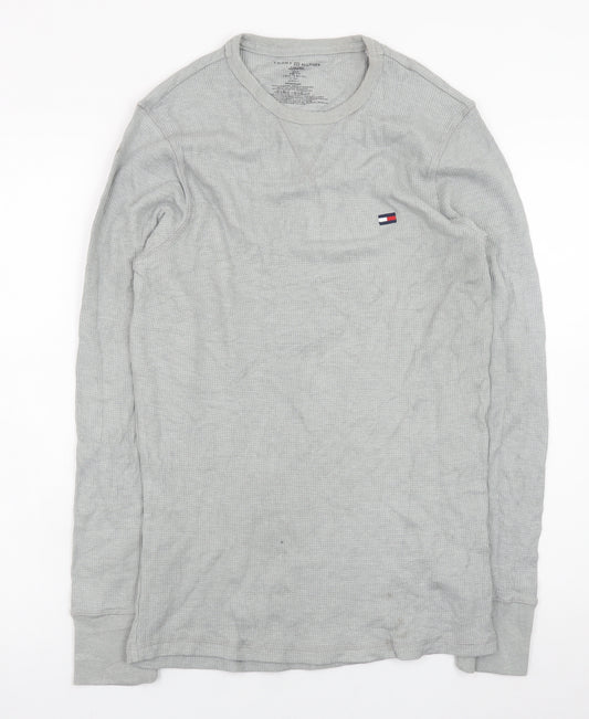 Tommy Hilfiger Men's Grey Long Sleeve Cotton Crew Neck T-Shirt Size S