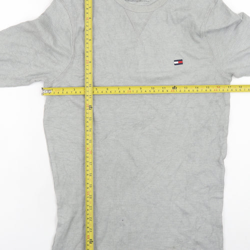 Tommy Hilfiger Men's Grey Long Sleeve Cotton Crew Neck T-Shirt Size S