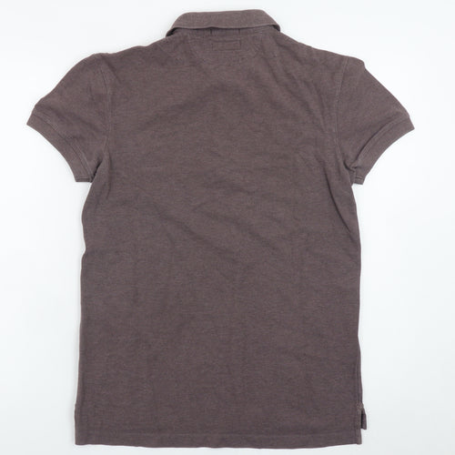 AllSaints Men's Brown Slim Fit Cotton Polo Shirt Size S