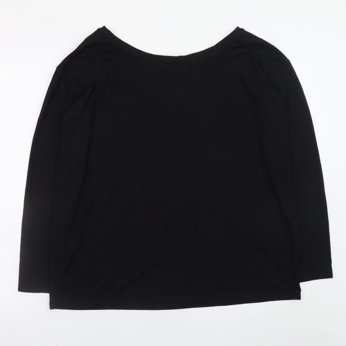Next Women Black Sequin Boat Neck Long Sleeve Top Size 12