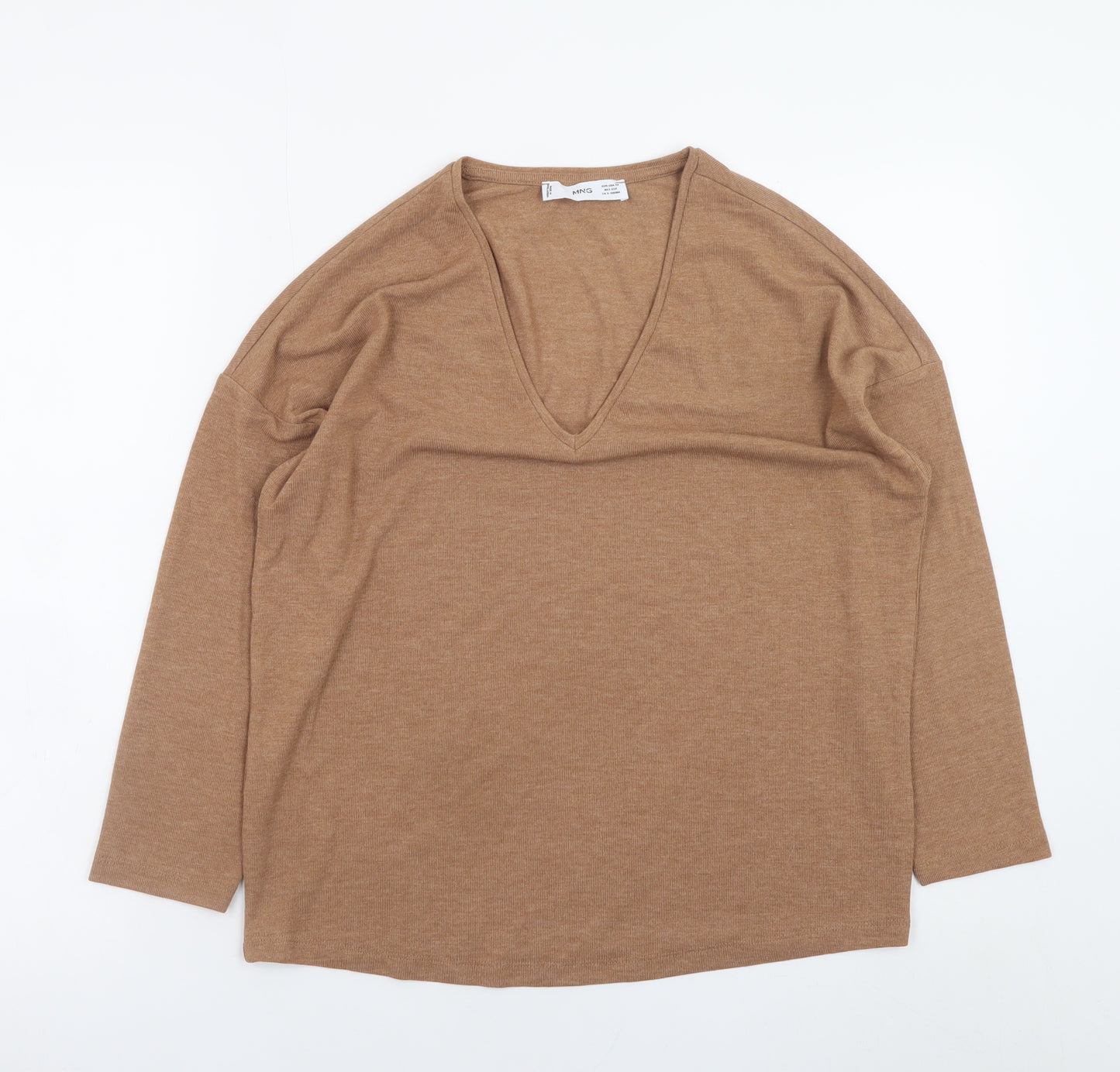 Mango Women’s Beige V-Neck Knit Jumper XS Relaxed Fit
