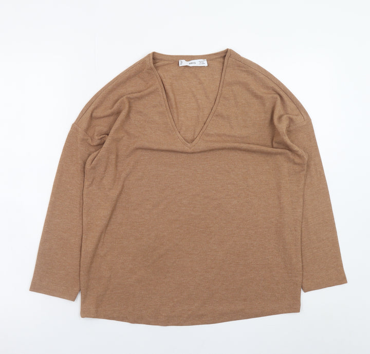 Mango Women’s Beige V-Neck Knit Jumper XS Relaxed Fit