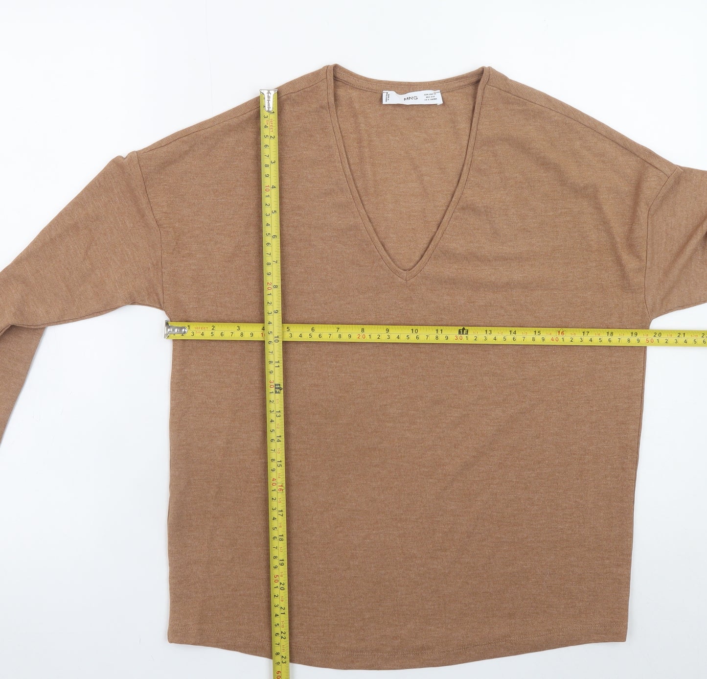 Mango Women’s Beige V-Neck Knit Jumper XS Relaxed Fit