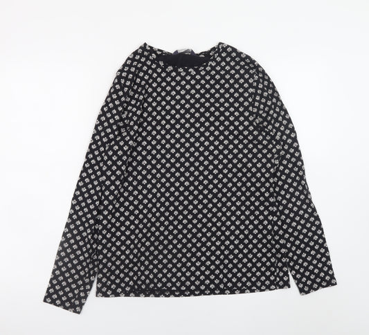 Marks and Spencer Women's Black Floral Cotton Long Sleeve Blouse Size 16