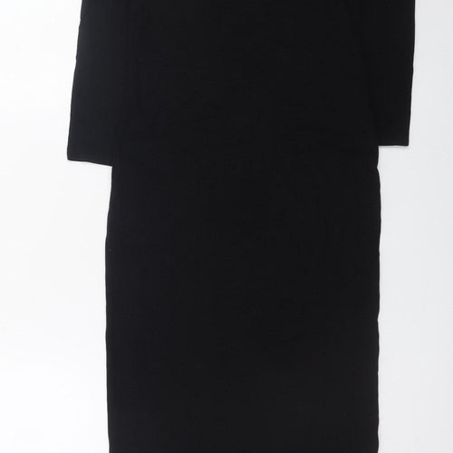 ASOS Women Black Size 10 Bodycon Midi Dress 3/4 Sleeve Viscose