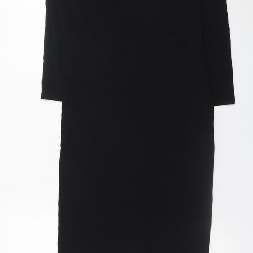 ASOS Women Black Size 10 Bodycon Midi Dress 3/4 Sleeve Viscose