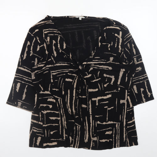 M&Co Women’s Black Geometric Viscose Tunic Blouse Size 26/28