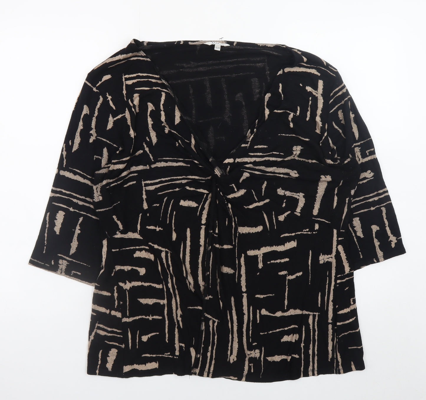 M&Co Women’s Black Geometric Viscose Tunic Blouse Size 26/28