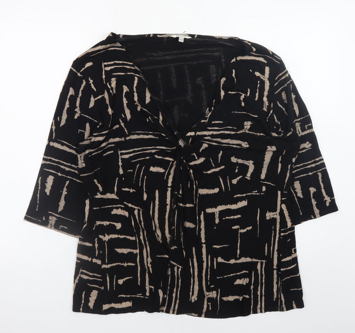 M&Co Women’s Black Geometric Viscose Tunic Blouse Size 26/28
