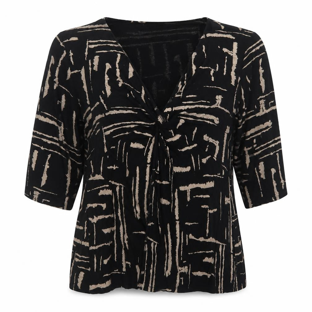 M&Co Women’s Black Geometric Viscose Tunic Blouse Size 26/28