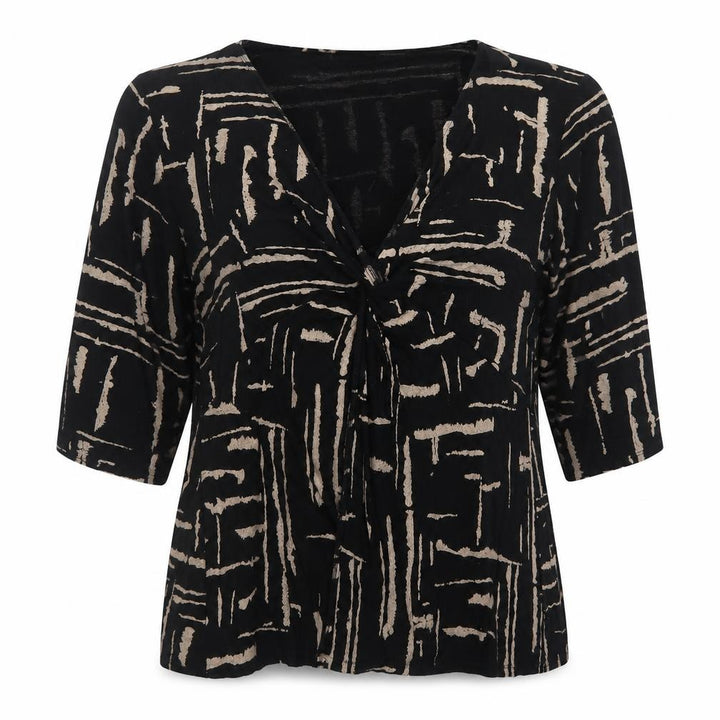 M&Co Women’s Black Geometric Viscose Tunic Blouse Size 26/28