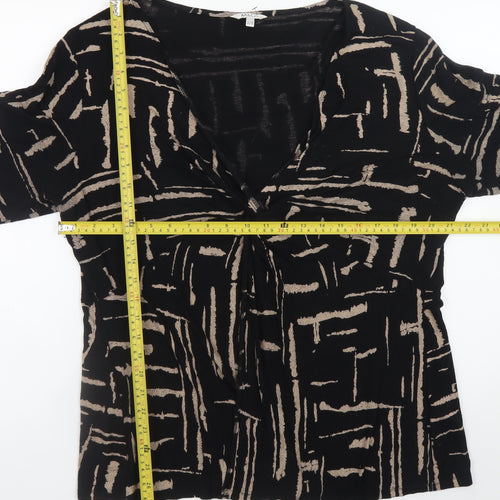 M&Co Women’s Black Geometric Viscose Tunic Blouse Size 26/28
