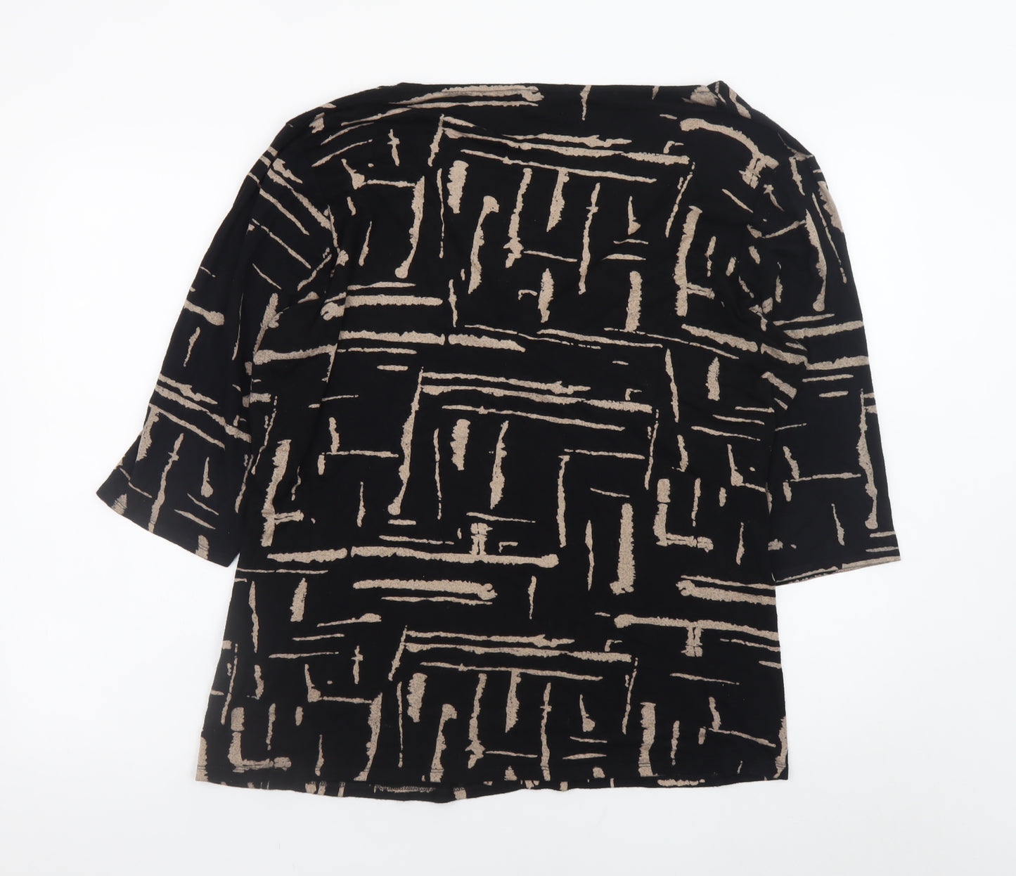 M&Co Women’s Black Geometric Viscose Tunic Blouse Size 26/28