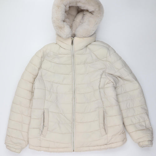 Giada Pelin Fashion Womens Ivory L Quilted Puffer Jacket