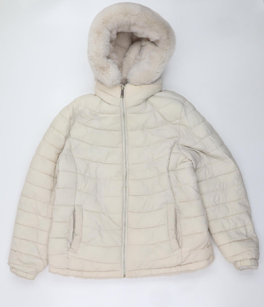 Giada Pelin Fashion Womens Ivory L Quilted Puffer Jacket