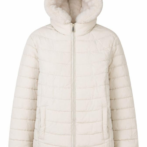 Giada Pelin Fashion Womens Ivory L Quilted Puffer Jacket