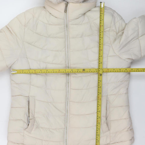 Giada Pelin Fashion Womens Ivory L Quilted Puffer Jacket