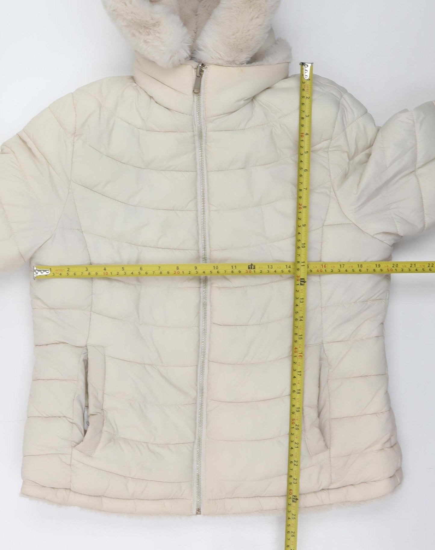 Giada Pelin Fashion Womens Ivory L Quilted Puffer Jacket