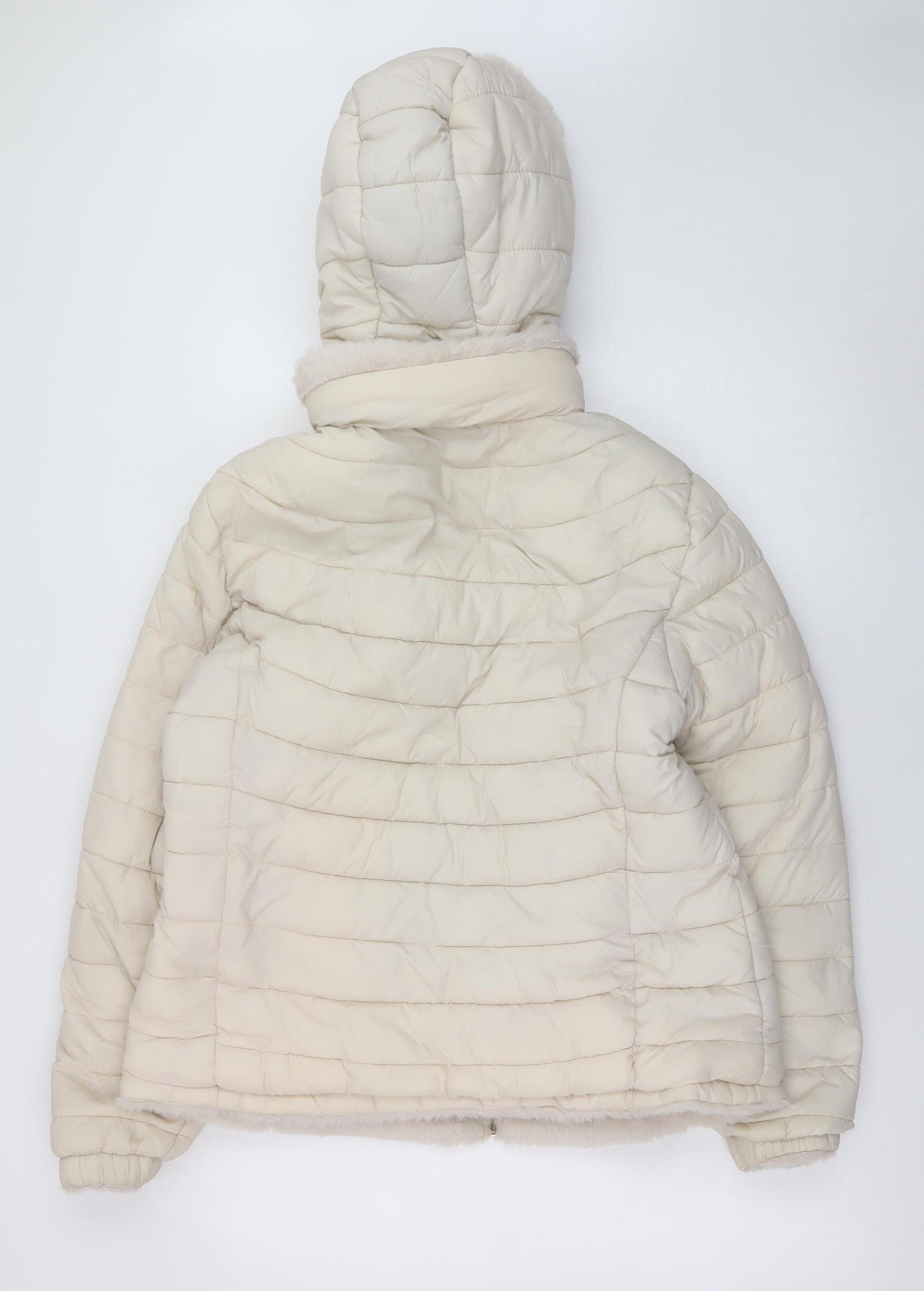 Giada Pelin Fashion Womens Ivory L Quilted Puffer Jacket