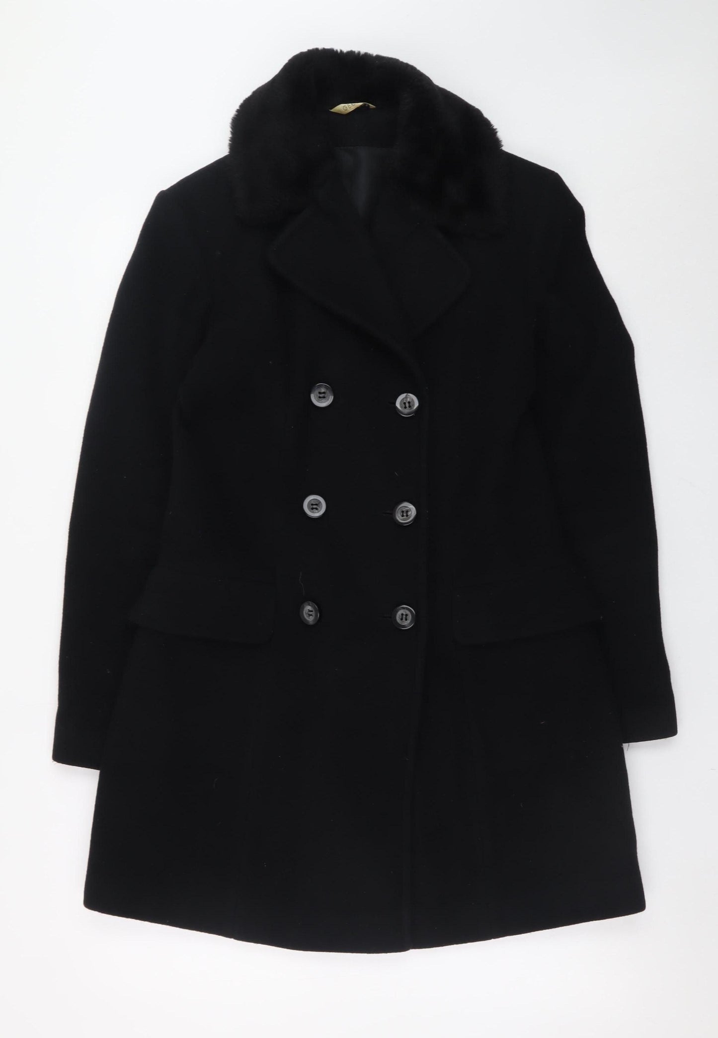 George Women's Black Wool Blend Pea Coat Size Small Double-Breasted