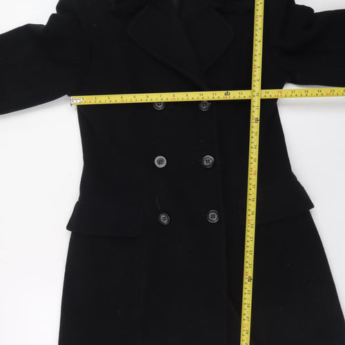 George Women's Black Wool Blend Pea Coat Size Small Double-Breasted