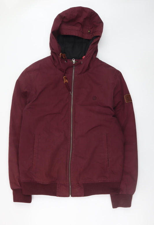 Element Men Red Hooded Bomber Jacket M Regular Fit Outdoor