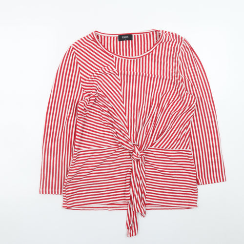 Klass Women's Red Striped Tie Front Long Sleeve Tunic Blouse Size S