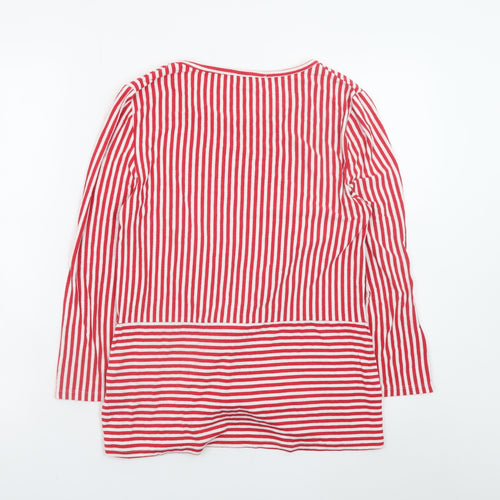 Klass Women's Red Striped Tie Front Long Sleeve Tunic Blouse Size S