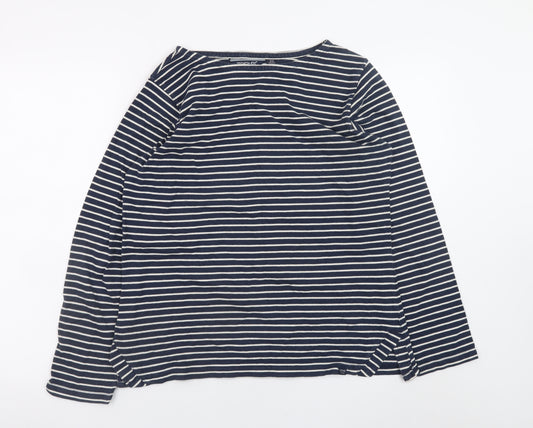 Regatta Women Navy White Striped Long Sleeve Cotton Top UK 16