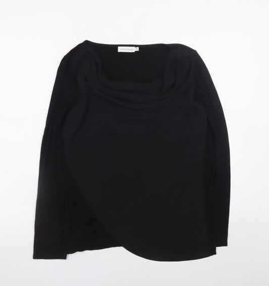 Paraphrase Women's Black Cowl Neck Long Sleeve Wrap Blouse Size 12