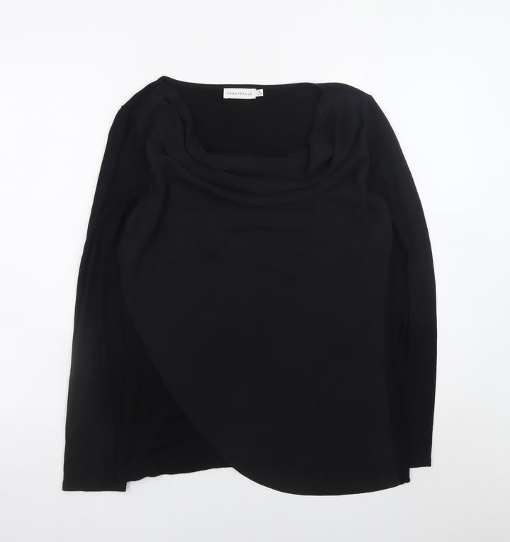 Paraphrase Women's Black Cowl Neck Long Sleeve Wrap Blouse Size 12