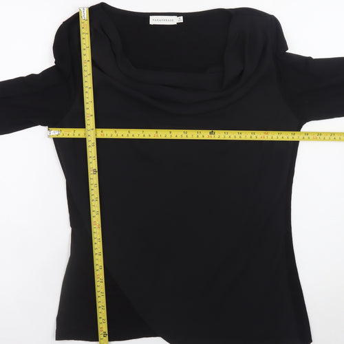 Paraphrase Women's Black Cowl Neck Long Sleeve Wrap Blouse Size 12