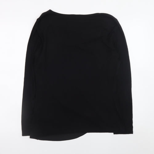 Paraphrase Women's Black Cowl Neck Long Sleeve Wrap Blouse Size 12