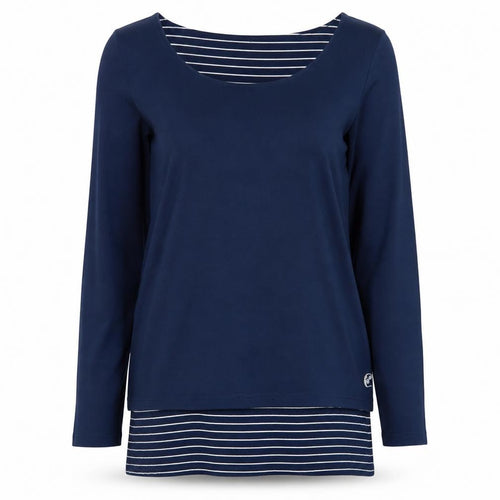 Rainbow Womens Blue Striped Long Sleeve Scoop Neck T-Shirt M