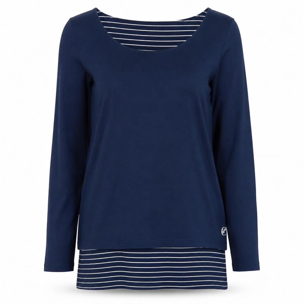 Rainbow Womens Blue Striped Long Sleeve Scoop Neck T-Shirt M