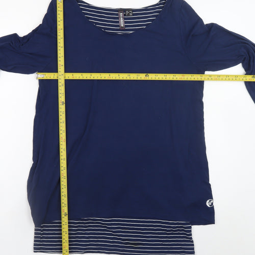 Rainbow Womens Blue Striped Long Sleeve Scoop Neck T-Shirt M