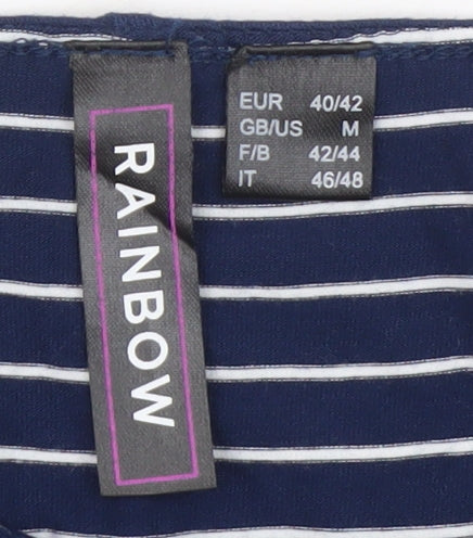 Rainbow Womens Blue Striped Long Sleeve Scoop Neck T-Shirt M