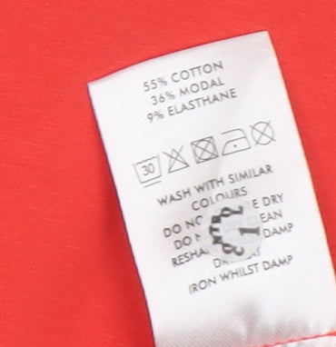 Oliver Bonas Women Red Long Sleeve Mock Neck Cotton T-Shirt Size 6